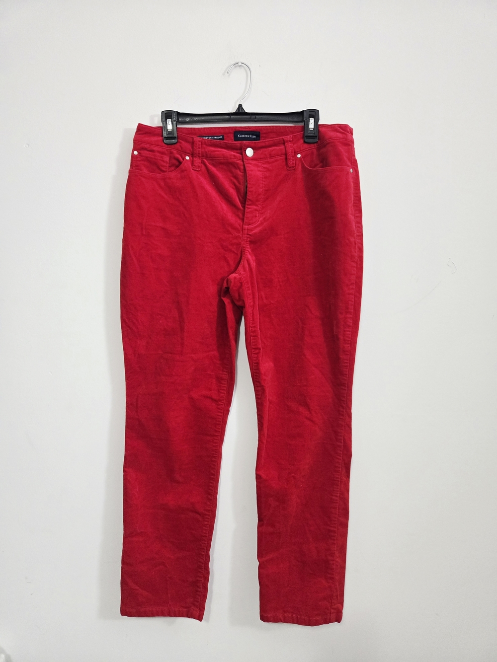 Charter Club Bright Red Straight-Leg Jeans Velvet 12P